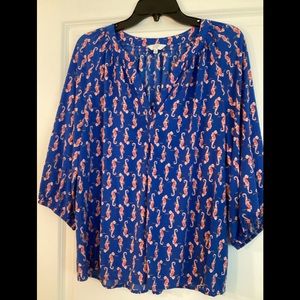 Crown & Ivy blouse XL Seahorse Pattern